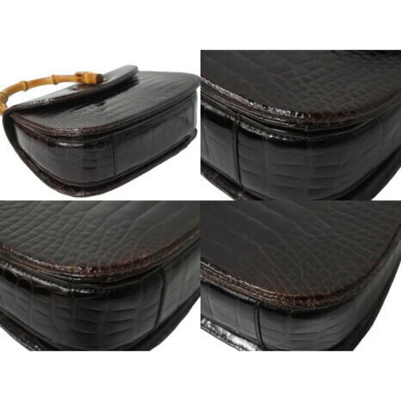 Gucci handbag shoulder bag brown crocodile bamboo leather - Picture 5 of 8